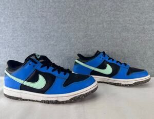Nike Dunk Low Boys 5Y Youth SE GS Crater Black/Blue/Mint Recycled Speckled Sole